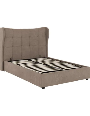 Verona 5FT Ottoman Bed - Brown Fabric