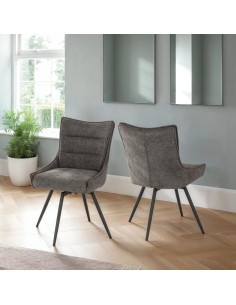 Lewis Swivel Dining Chair - Grey Fabric