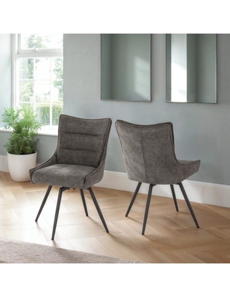 Lewis Swivel Dining Chair - Grey Fabric