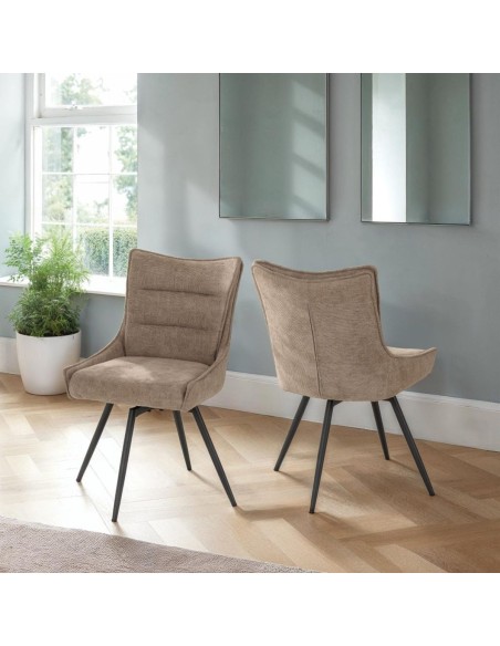 Lewis Swivel Dining Chair - Fawn Fabric