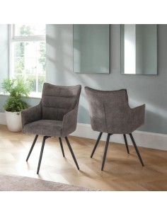 Lewis Carver Swivel Dining Chair - Grey Fabric