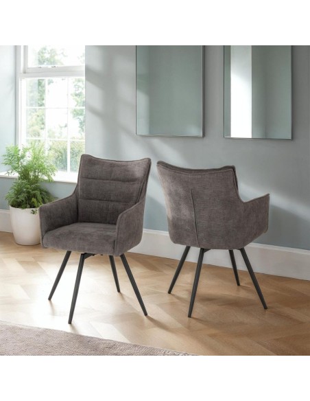Lewis Carver Swivel Dining Chair - Grey Fabric