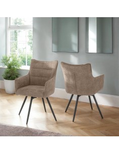 Lewis Carver Swivel Dining Chair - Fawn Fabric
