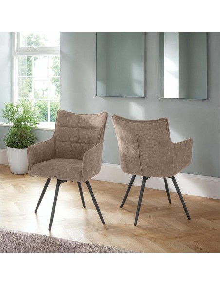 Lewis Carver Swivel Dining Chair - Fawn Fabric