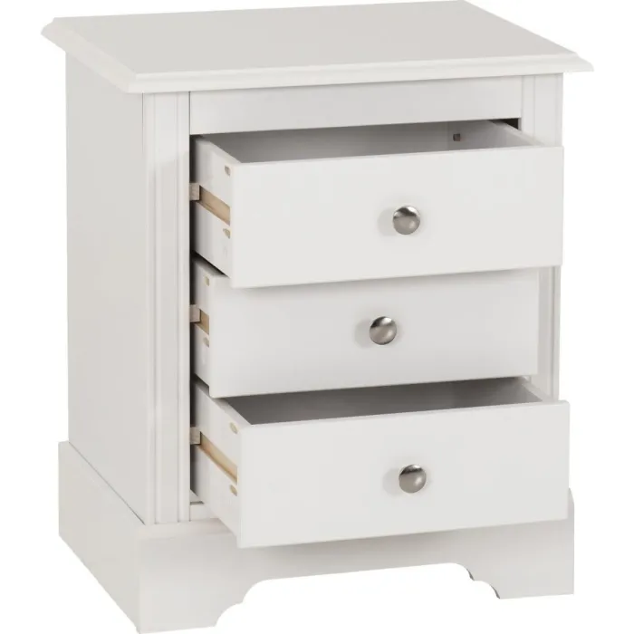 Stratford 3 Drawer Bedside Locker - White