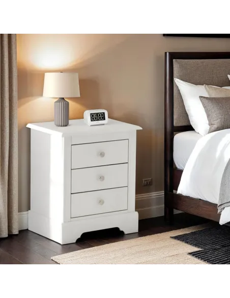 Stratford 3 Drawer Bedside Locker - White