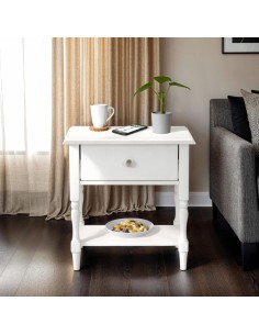 Stratford 1 Drawer Side Table - White 2