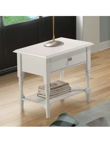 Stratford 1 Drawer Side Table - White