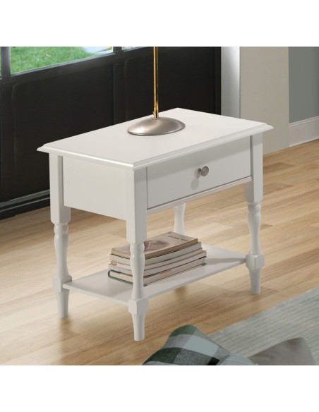 Stratford 1 Drawer Side Table - White