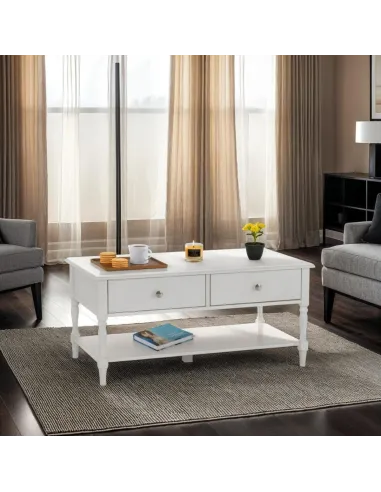 Stratford 2 Drawer Coffee Table - White