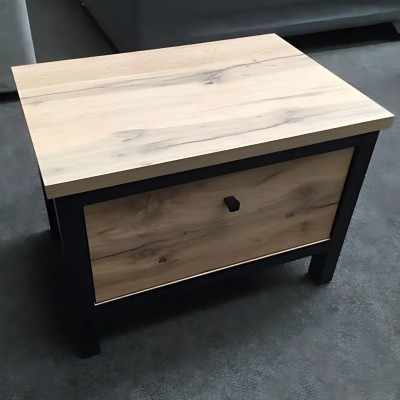 Leela 1 Door Bedside Locker - Tacho Oak/Black