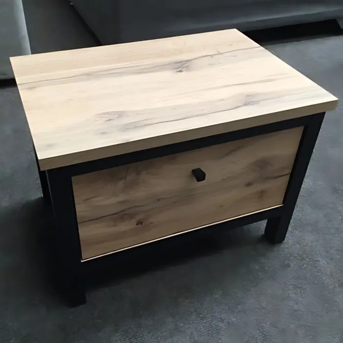 Leela 1 Door Bedside Locker - Tacho Oak/Black