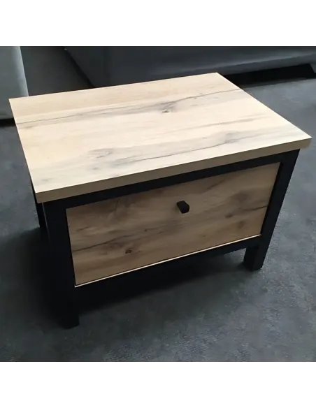 Leela 1 Door Bedside Locker - Tacho Oak/Black