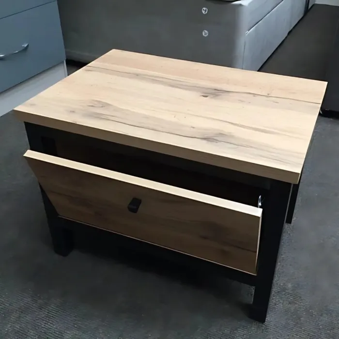 Leela 1 Door Bedside Locker - Tacho Oak/Black