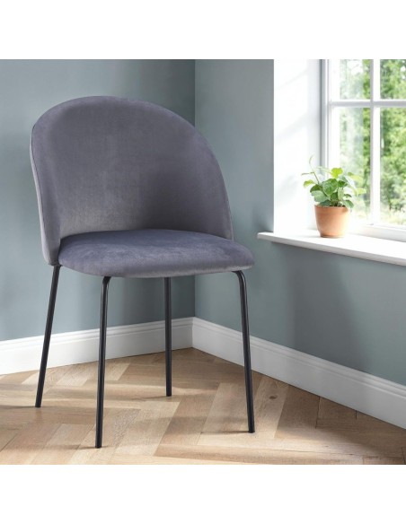 Boston Dining Chair - Grey Velvet