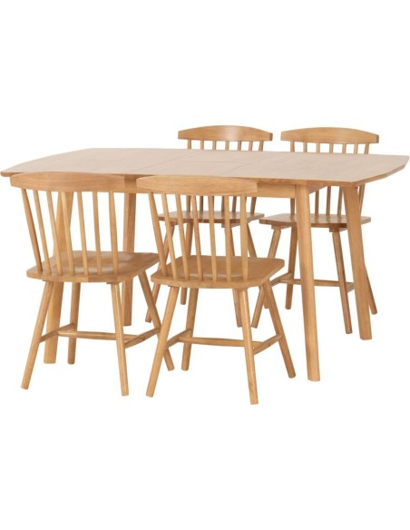 Emery Extending Dining Set (x4 Chairs) - Natural Oak Effect