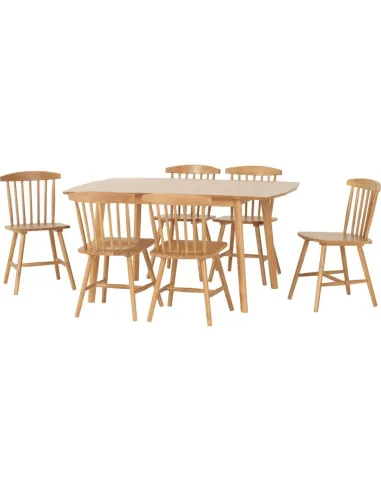 Emery Extending Dining Set (x6 Chairs) - Natural Oak Effect