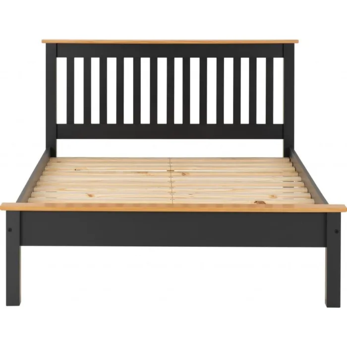 Monaco 4FT Low End Bed - Dark Grey/Oak Effect
