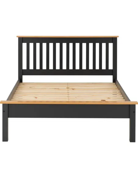 Monaco 4FT Low End Bed - Dark Grey/Oak Effect