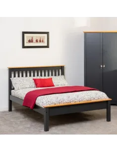 Monaco 4FT Low End Bed - Dark Grey/Oak Effect