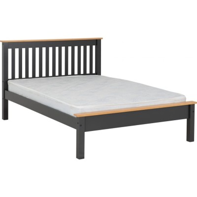 Monaco 4FT Low End Bed - Dark Grey/Oak Effect