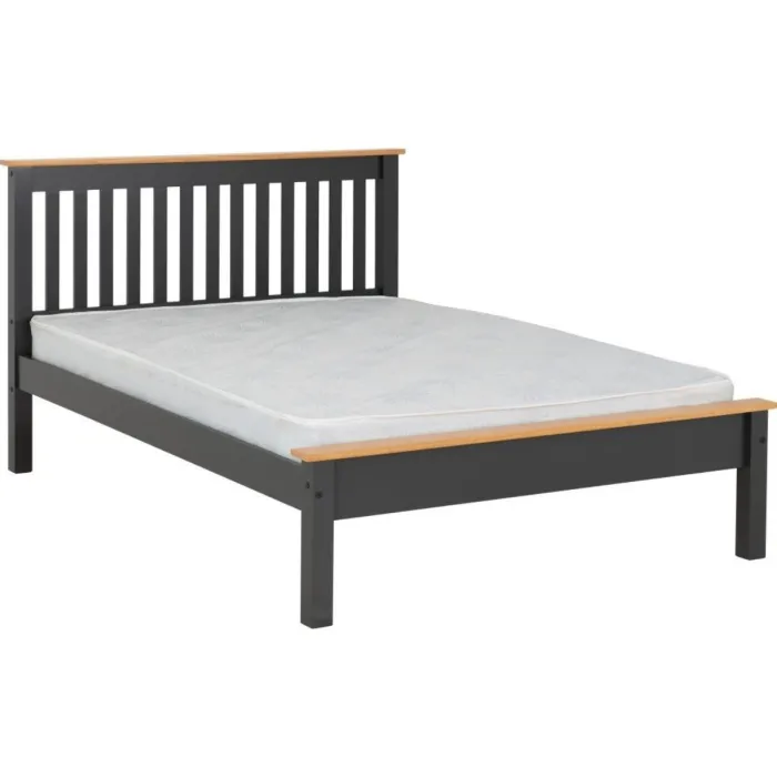 Monaco 4FT Low End Bed - Dark Grey/Oak Effect