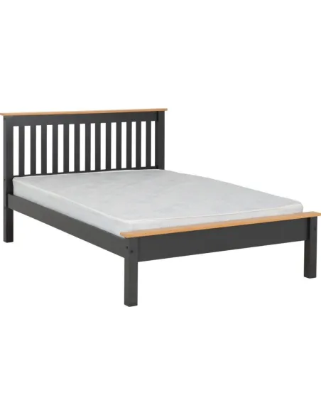 Monaco 4FT Low End Bed - Dark Grey/Oak Effect