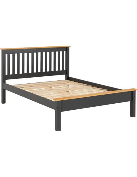 Monaco 4FT Low End Bed - Dark Grey/Oak Effect