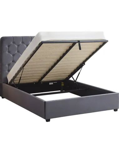 Madison 4FT6 Ottoman Bedframe - Grey Velvet Fabric