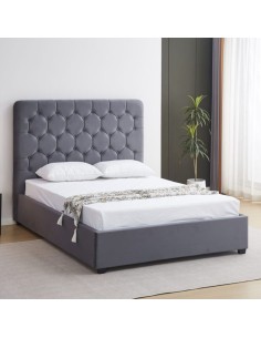 Madison 4FT6 Ottoman Bedframe - Grey Velvet Fabric
