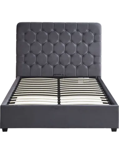 Madison 4FT6 Ottoman Bedframe - Grey Velvet Fabric