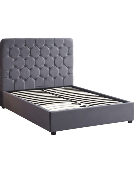 Madison 4FT6 Ottoman Bedframe - Grey Velvet Fabric