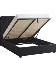Madison 4FT6 Ottoman Bedframe - Black  Velvet Fabric 2