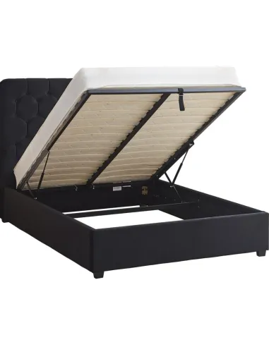 Madison 4FT6 Ottoman Bedframe - Black  Velvet Fabric