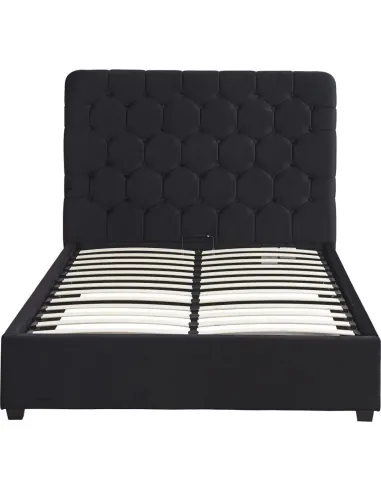 Madison 4FT6 Ottoman Bedframe - Black  Velvet Fabric
