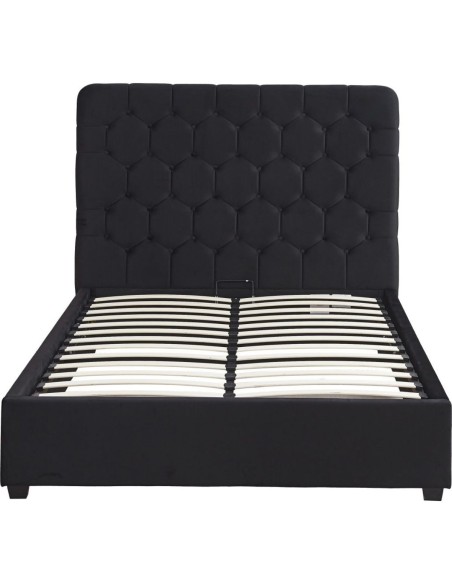 Madison 4FT6 Ottoman Bedframe - Black  Velvet Fabric