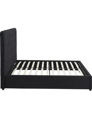 Madison 4FT6 Ottoman Bedframe - Black  Velvet Fabric