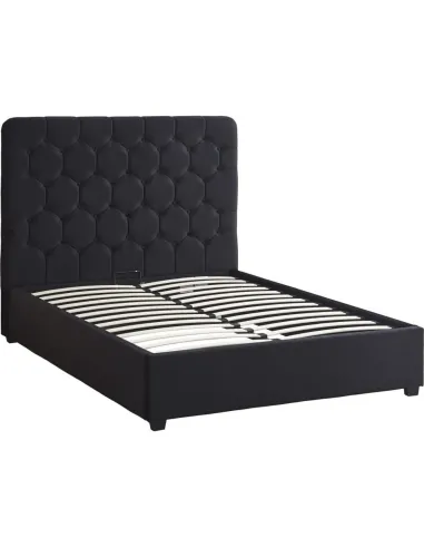 Madison 4FT6 Ottoman Bedframe - Black  Velvet Fabric