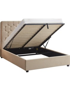 Madison 4FT6 Ottoman Bedframe - Fawn Velvet Fabric 2