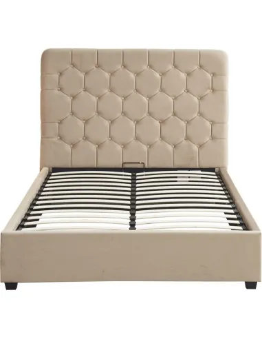 Madison 4FT6 Ottoman Bedframe - Fawn Velvet Fabric