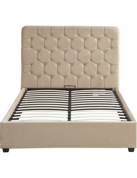 Madison 4FT6 Ottoman Bedframe - Fawn Velvet Fabric