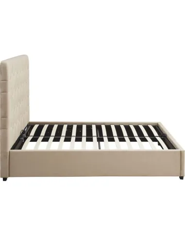 Madison 4FT6 Ottoman Bedframe - Fawn Velvet Fabric