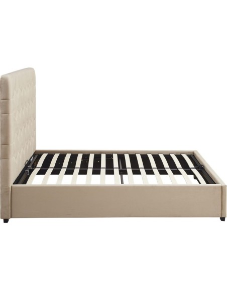 Madison 4FT6 Ottoman Bedframe - Fawn Velvet Fabric