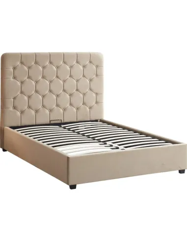 Madison 4FT6 Ottoman Bedframe - Fawn Velvet Fabric
