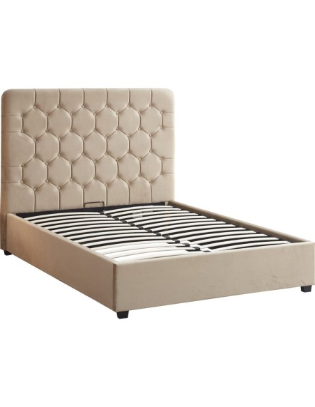 Madison 4FT6 Ottoman Bedframe - Fawn Velvet Fabric