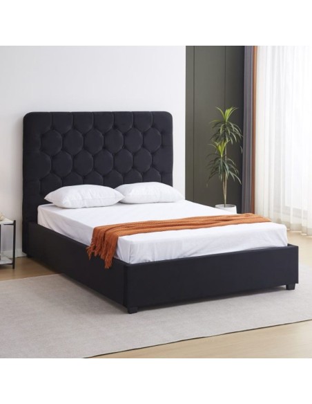 Madison 5FT Ottoman Bedframe - Black Velvet Fabric