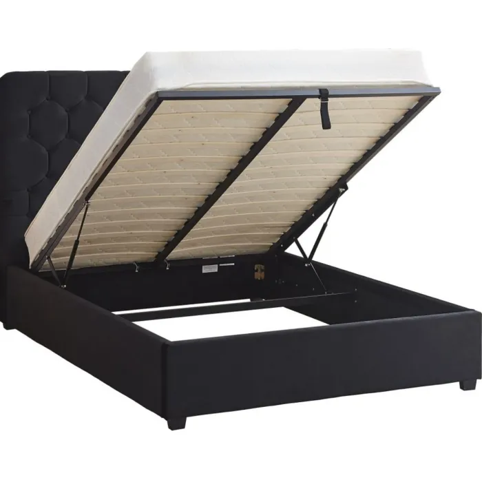 Madison 5FT Ottoman Bedframe - Black Velvet Fabric