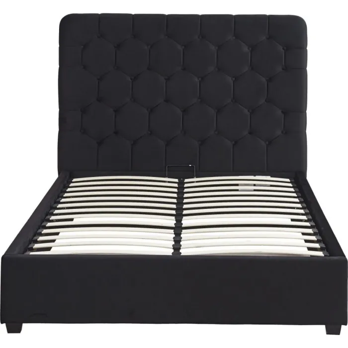 Madison 5FT Ottoman Bedframe - Black Velvet Fabric