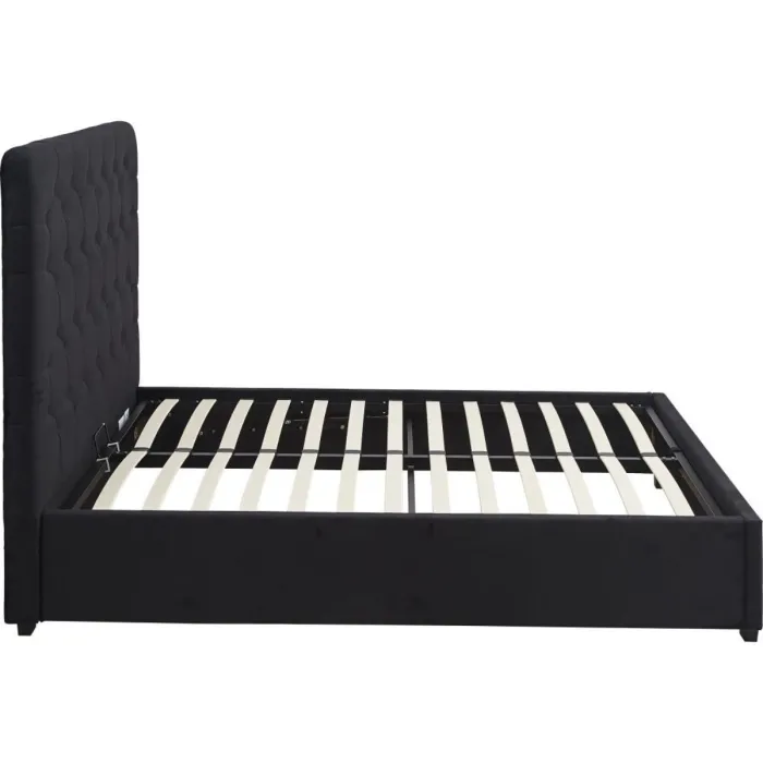 Madison 5FT Ottoman Bedframe - Black Velvet Fabric