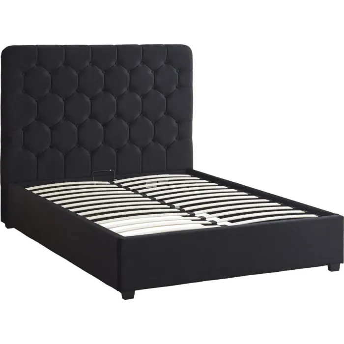 Madison 5FT Ottoman Bedframe - Black Velvet Fabric